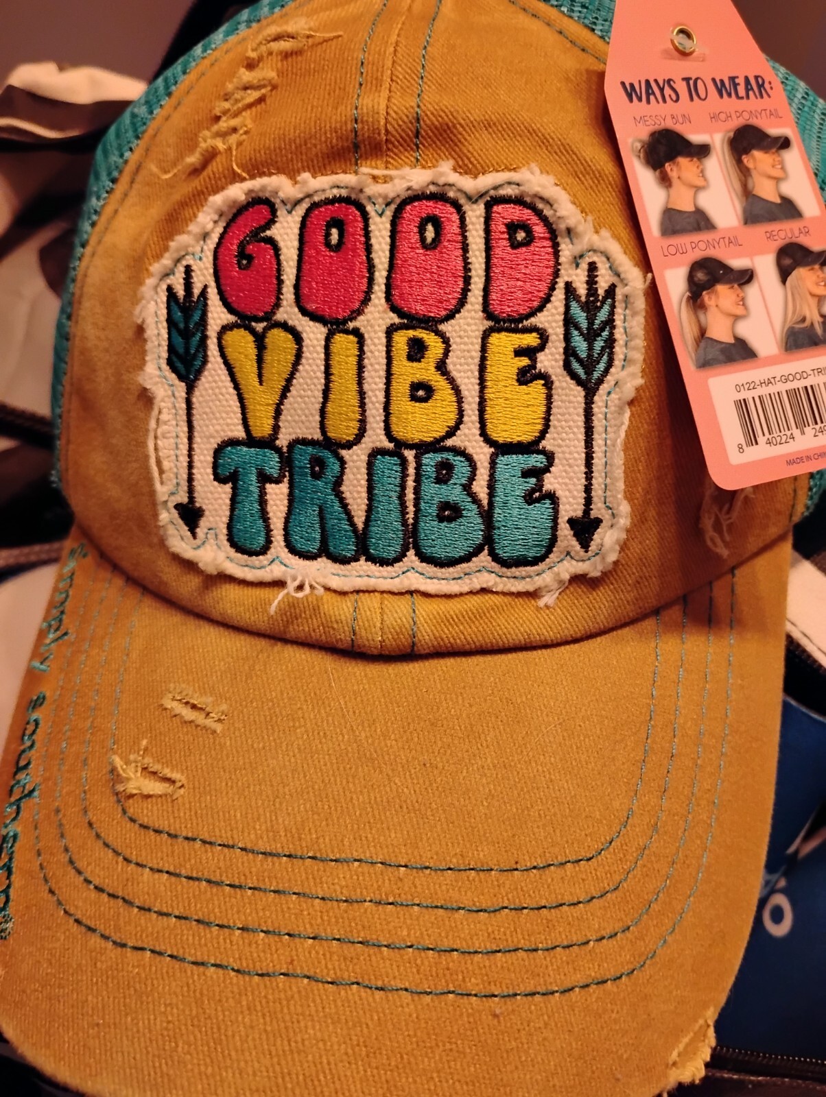 PONY Cappello berretto Simply Southern Good Vibe Tribe coda di cavallo retrò