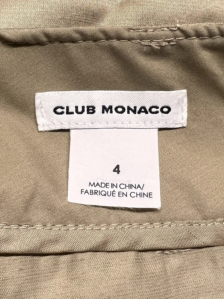 Club Monaco Womens Pleated Shorts Gold Satin Viscose Cotton Blend Size 4 - Image 3 of 4