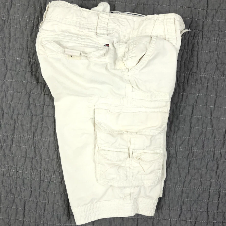 Tommy Hilfiger Cargo Shorts Boy 8 White Spell Out Going Back California 25 x 9 - Image 4 of 4