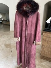 Shearling Real Sheepskin Fox Fur Trim Hoodie Maxi Florence Italy Artisans -$4500