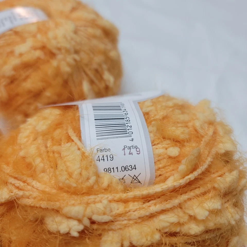 Gedifra Serano  Lot of 3 Skeins Soft Fuzzy Yarn Bright Orange Yellow 4407 - Image 4 of 4