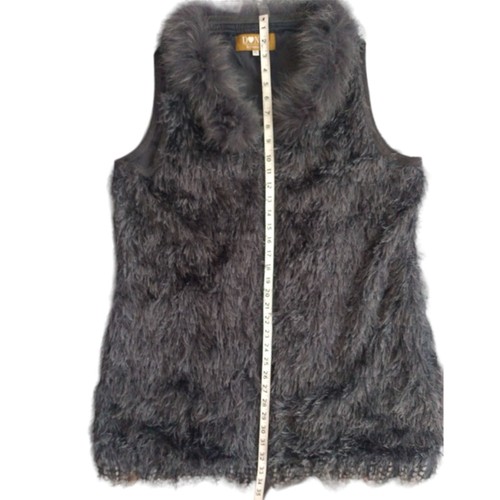 Donna by Donna Vinci Grey Gray Fur Women's Lady's Zip Up Vest W/ Pockets Size XL - Picture 8 of 10