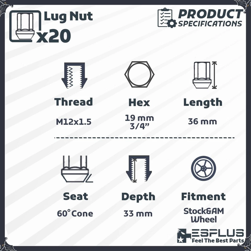 Tuerca de bellota universal Jaguar 20 piezas M12x1,5 cromada apta para F/S/X/XE/XF/XFR/XJ/XJR Foto 2 de 4