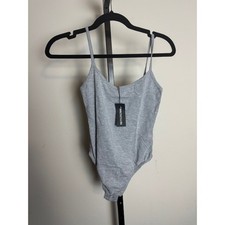 Pretty Little Thing Basic Gray Bodysuit, SZ 10, NWT