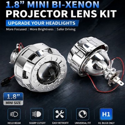 Mini 1.8'' Bi-Xenon HID Projector Lens w/ Shroud Kit   Headlight Retrofit Hi/Lo B