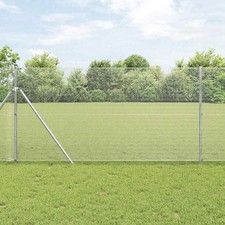 WALPLUS Welded Wire Fence with 13 Posts 1.2x25 m Galvanised Steel