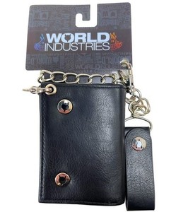 World Industries Logo Portefeuille Trifold en cuir avec chaîne, original, nouveau avec des étiquettes