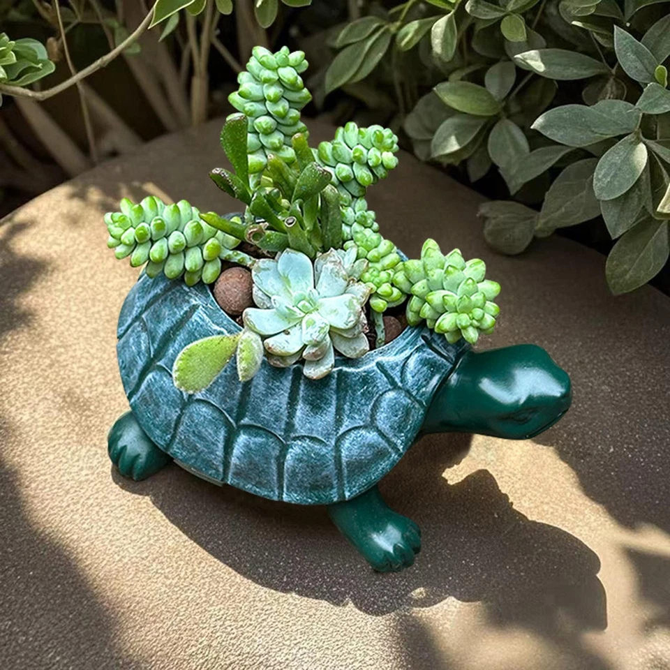 Turtle Planter Flower Pot Collectible Decorative Desk Ornament Art Bonsai Pot