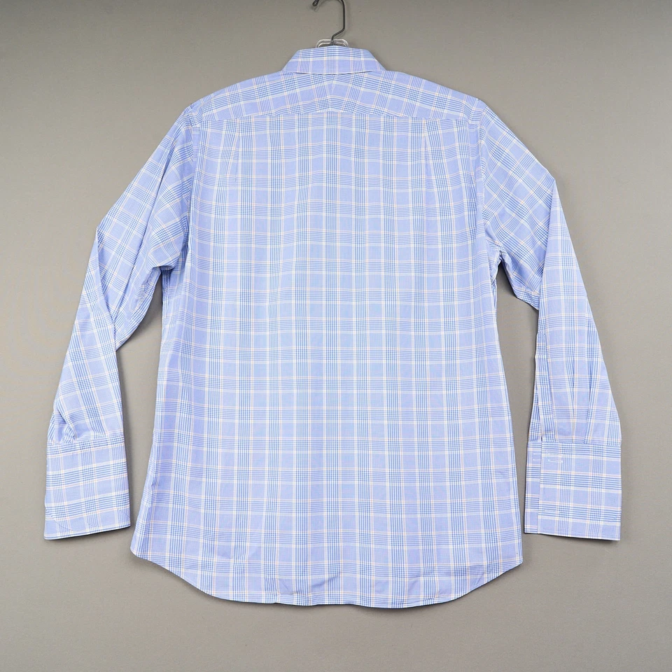 Camisa de vestir Charlets Tywhitt 17,5 36 azul a cuadros calce ajustado puño francés Foto 3 de 4