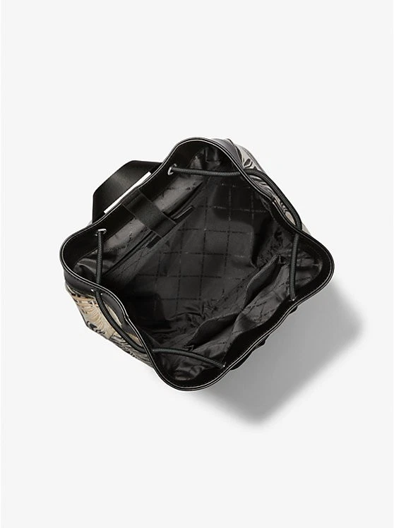 NWT MICHAEL KORS COOPER LARGE JACQUARD PALM MARINER BACKPACK MK BLACK MULTI  - Image 3 of 4