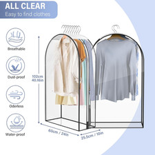Clear Garment Bags for Hanging Clothes - 40" Suit Covers for Closet Organizat...