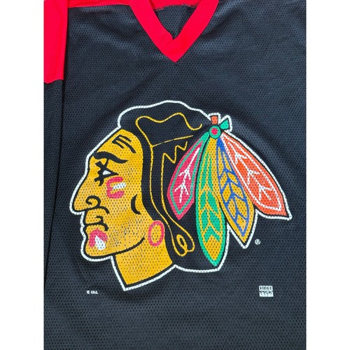 Vintage 90s Chicago Blackhawks Hockey NHL Jersey Mens Size XL Black Red Mesh - Picture 3 of 10