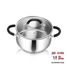 Stainless Steel Stock Pot, 4 Qt Cooking Soup Pot with Visible Lid for 4 Quarts