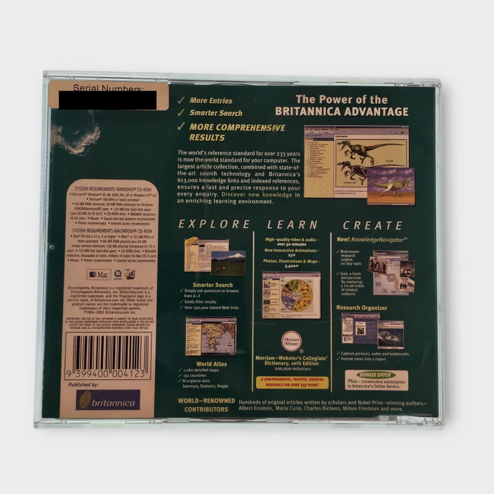 Encyclopaedia Britannica 2002 Standard Edition 2 Disc CD Set Windows MAC Version - Image 2 of 4