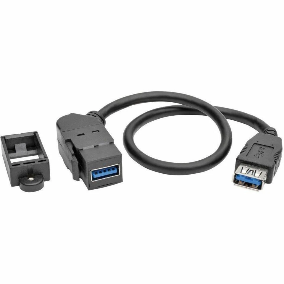 Tripp Lite Usb 3.0 Keystone Panel Mount Coupler Cable F/f Angled 1ft - Usb For - Image 2 of 4