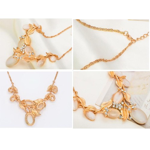 Women Necklace Opal Crystal Leaf Pendant Necklace Jewelry Accessories (T1466 - Picture 7 of 11
