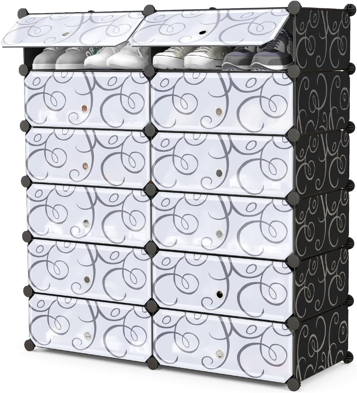 6-Tier DIY Stackable Shoe Rack Organizer with Covers Holds 24 Pairs