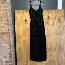 Vintage 90s Dave Johnny Formal Velvet Black Maxi Dress Sz 8