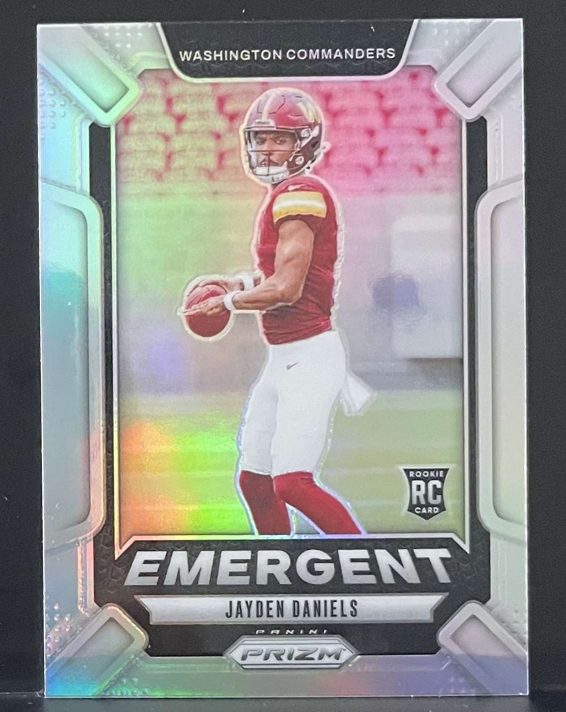 JAYDEN DANIELS 2024 PANINI PRIZM EMERGENT ROOKIE SILVER #2 RC