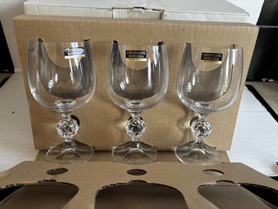 Kristallit Böhmen Tschechien, Weingläser Kelch mit Fuß x 6 Viticole Neu