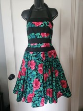 AJ BARI Halter Dress Vintage Floral sz 4 80s 90 cocktail dress fit and flare