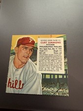 1954 Red Man Tobacco All-Star Team Curt Simmons #12, No Tab, NO CREASES