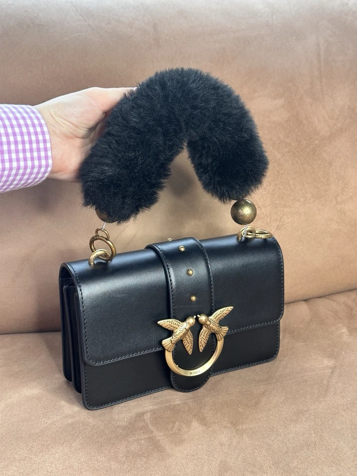 Bolso de Moda PINKO LOVE ONE CLASSIC Para Mujer Cuero Negro  Foto 2 de 4