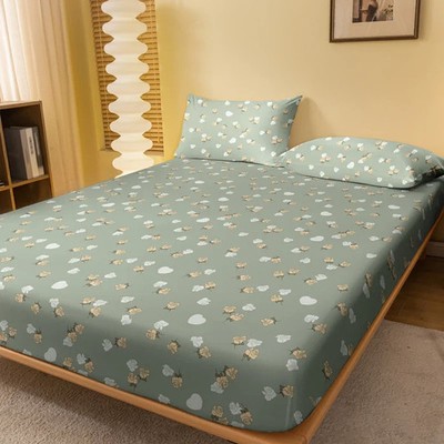 1 Simple modern Plant Flower Rose printed matte Fitted Sheet, bedroom printed be