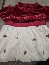 Baby Girl Christmas Dress Nicole Miller 6/9 Months Red Velvet
