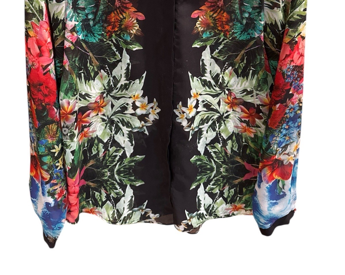 Zara Basic Semi Sheer Button Down Blouse With Vib… - image 2