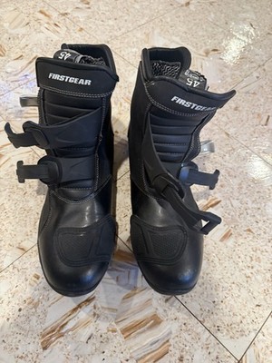 Firstgear Motorcycle Boots Black Leather High Ankle Size 45 Or U.S. 12.5
