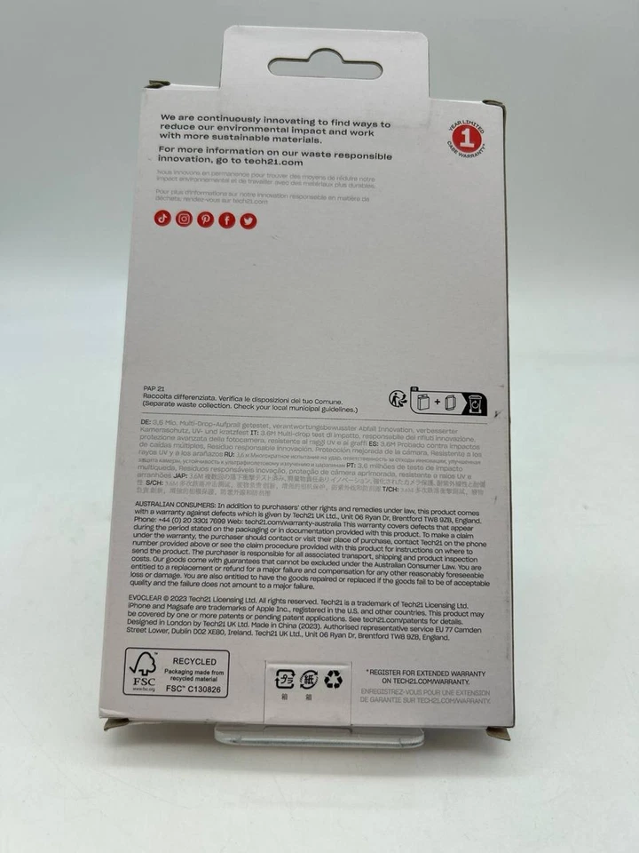 Tech21 Evo Clear Protective Case with magsafe  For Apple iPhone 15 Pro Max 6.7" - Image 2 of 3