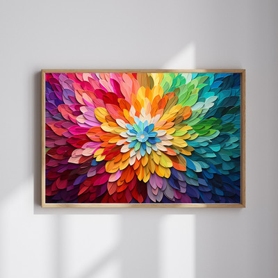 Rainbow Flower Color Burst Print 24x36 Canvas or Archival Matte Paper