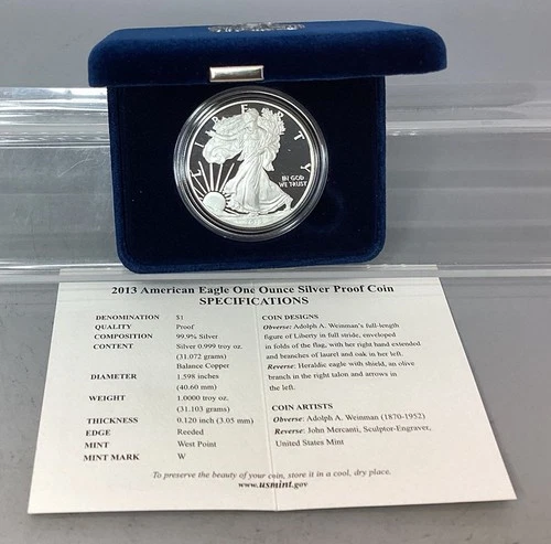 2013 W Proof American Silver Eagle - With Box & CoA