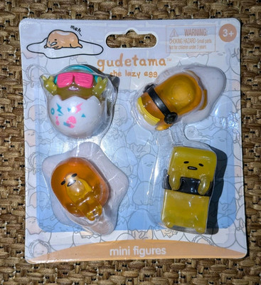 Set of 4 Gudetama The Lazy Egg Mini Figures Collectible Sanrio 2022 Sushi Tamago