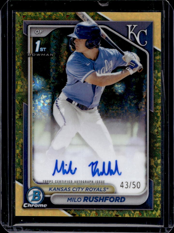 2024 Bowman Chrome Milo Rushford Auto Gold Mini Diamond Refractor 1st #43/50