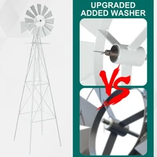 All-Weather Resistant Garden Yard 8 FT Rust Windmill 4 Legs White Outdoor