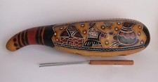Unique Peruvian Guiro With Scraper Percussion Musical Instrument 13"H