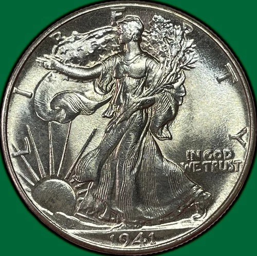 1941 Walking Liberty Half Dollar Choice Almost Uncirculated AU+ Coin #36400