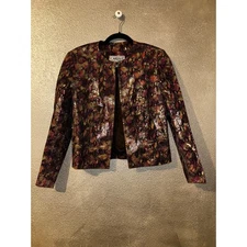 Carlisle Up Town Mob Wife Edgy Goth Leather Snake Print Open Jacket Blazer