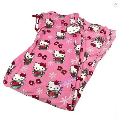 Sanrio Hello Kitty In Sweater Christmas PINK Pajama Pants XS NEW W/TAG
