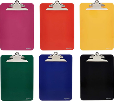 Lightweight Plastic Clipboards with Sturdy Metal Clip, Letter Size, Assorted Cla