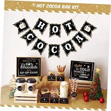 Hot Cocoa Bar Kit Hot Cocoa Banner Bar Sign Hot Chocolate Toppings Labels Black