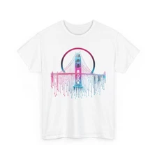 Cyberpunk Bridge Graphic Tee - Neon Cityscape Design