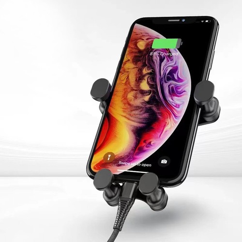 1pc Car Phone Holder Air Vent Gravity Design Mount Cradle Stand Accessory Black - Foto 6 di 12