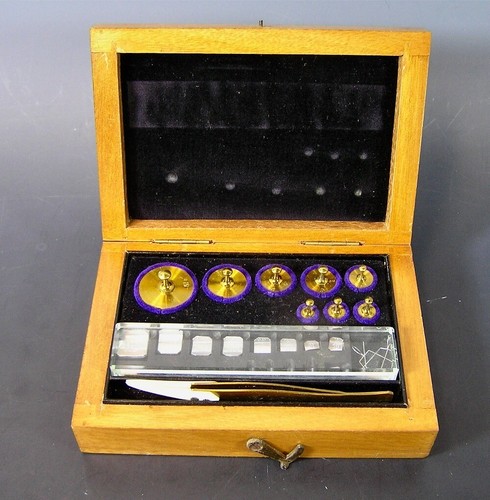 Antique Empire Laboratory Supply Co. Weight Set in Wood Case, Mint