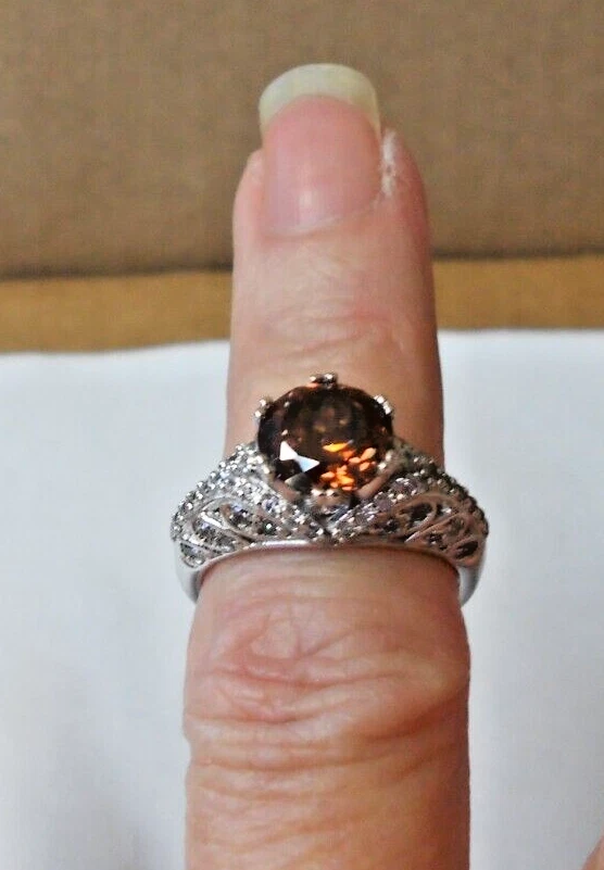 TACORI for Epiphany 925 Sterling Silver Round CZ Center Stone Ring Topaz? - Image 4 of 4