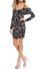 GUESS NEW Women's Black Dress Long sleeves Ruffled Small