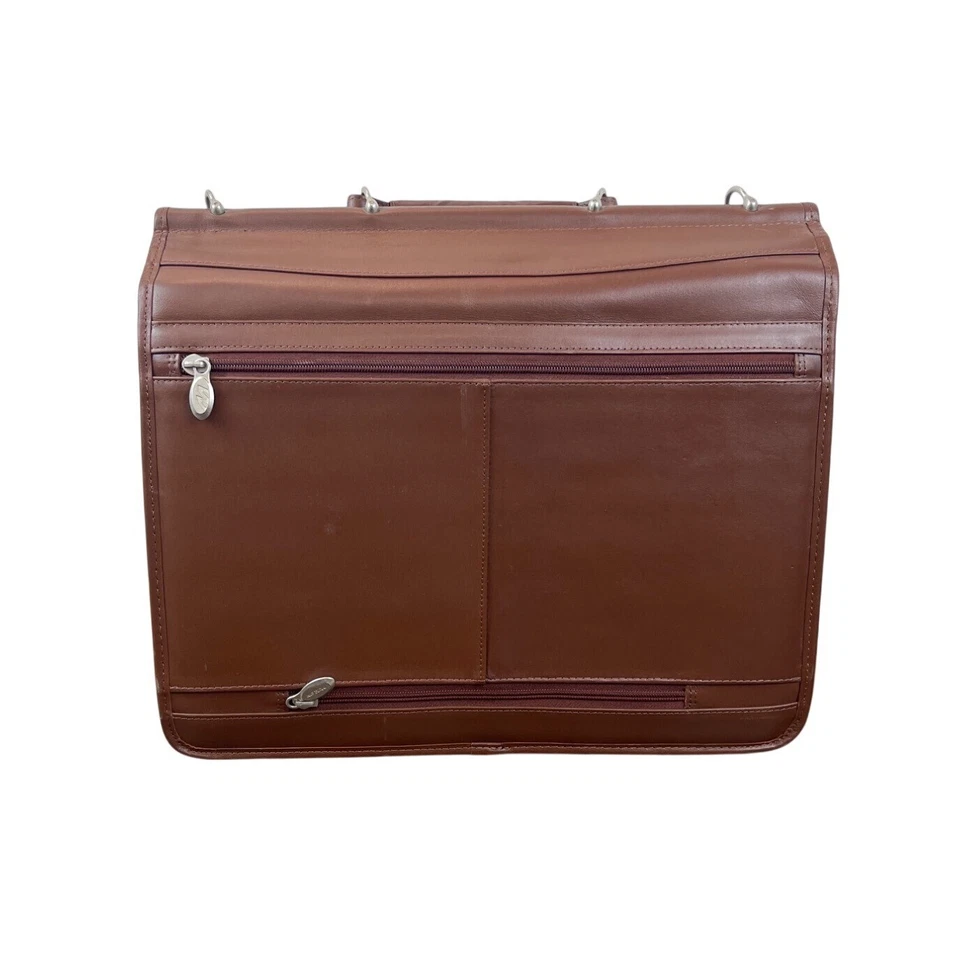 Mcklein Brown Leather Adjustable Strap & Push Lock Closures Messenger Bag Sz L - Image 4 of 4