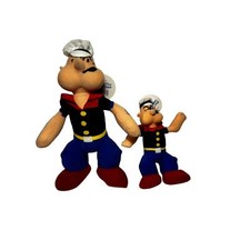 Lot of 2 Popeye The Sailor Man 1992 Doll 8" and 12" Plush Toy Play By Play